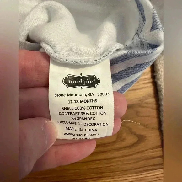 Mud Pie Crab Applique Blue Stripe Sleeveless top and red pants - Picture 6 of 12